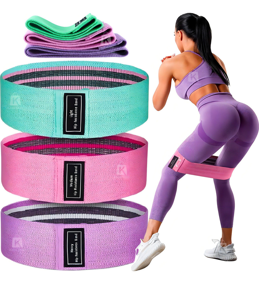 Kit 3 Bandas Elasticidad Alta Resistencia Hip Mini Band Ejercicios Gimnasio