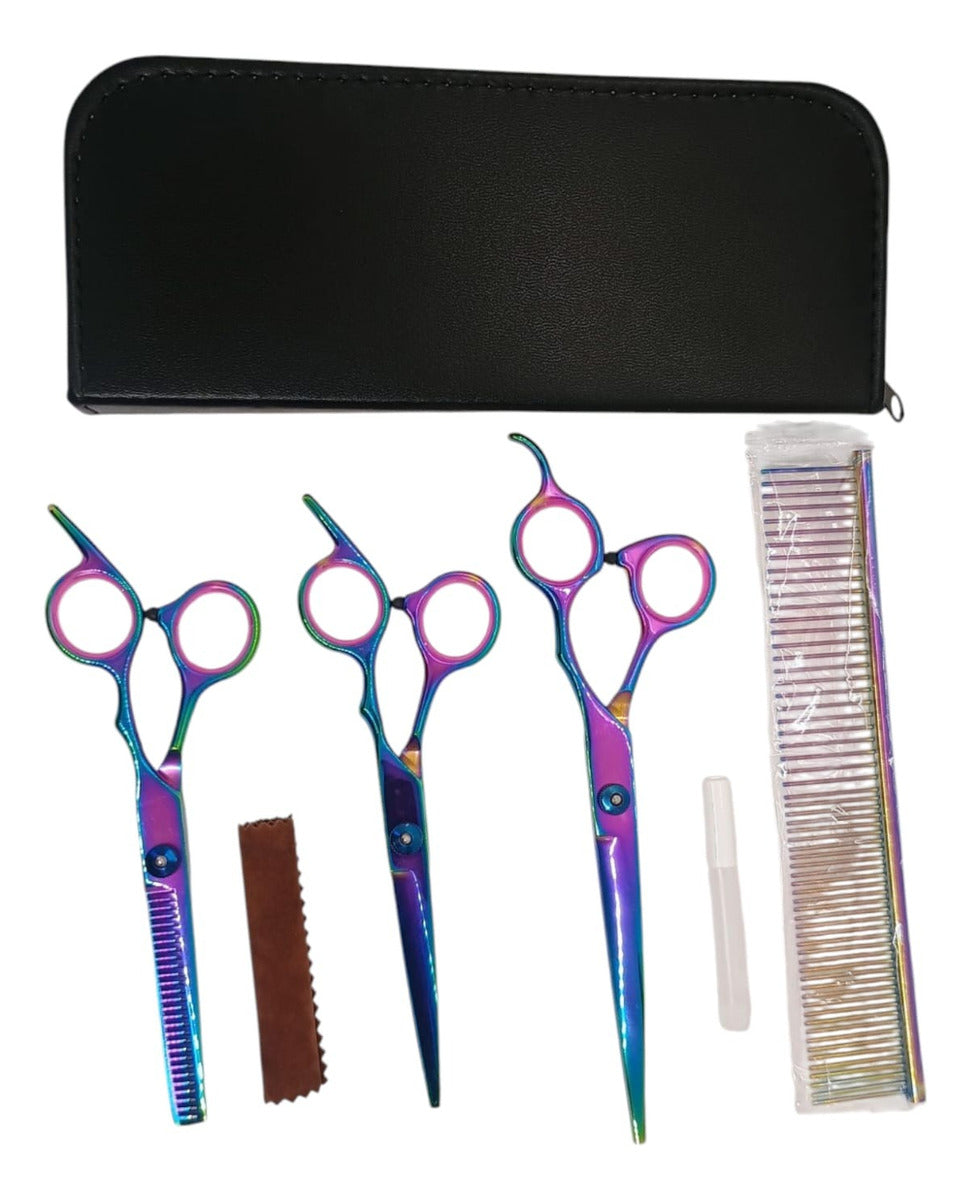 Set Tijeras Profesional Acero Inoxidable Corte De Pelo
