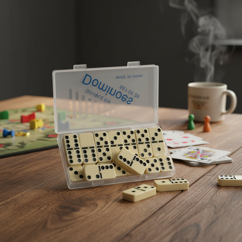 Dominó Estuche Plástico Dura 28 Pza Tamaño Grande 17 X 10 Cm