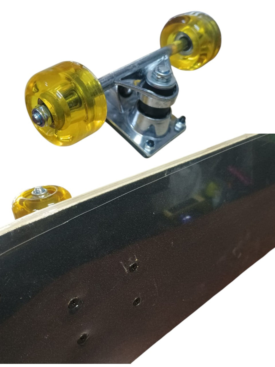 Tabla De Skate Madera Natural 7 Capas Rueda Amarilla