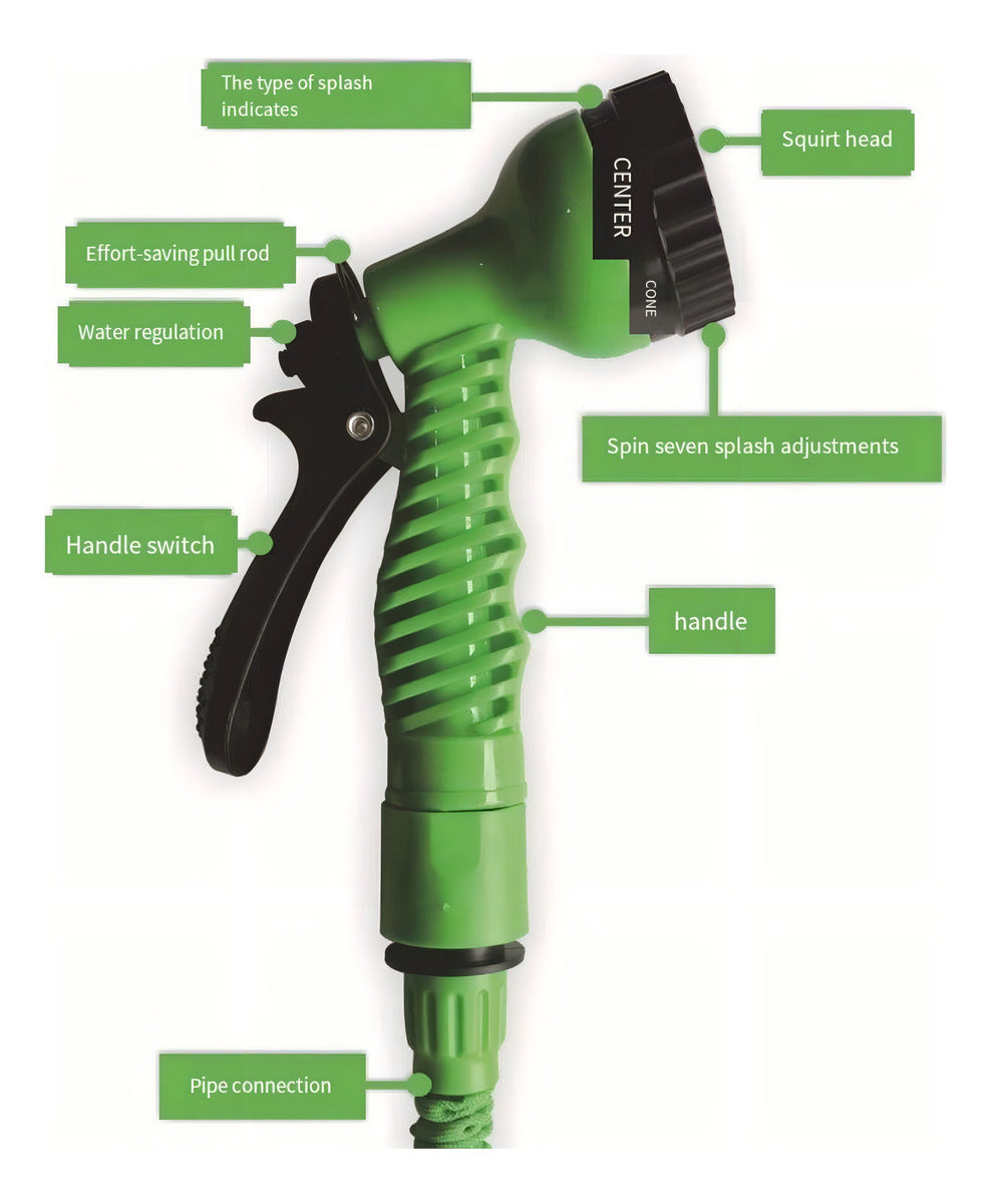 Manguera Retráctil Expandible Jardín Magic Hose 30 Metros Color Verde Lima