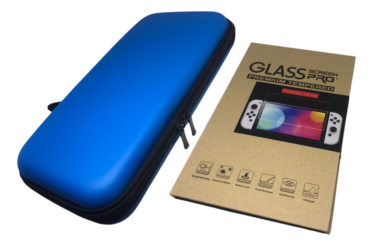 Estuche Protector Duro Y Lamina Mica Nintendo Switch Oled