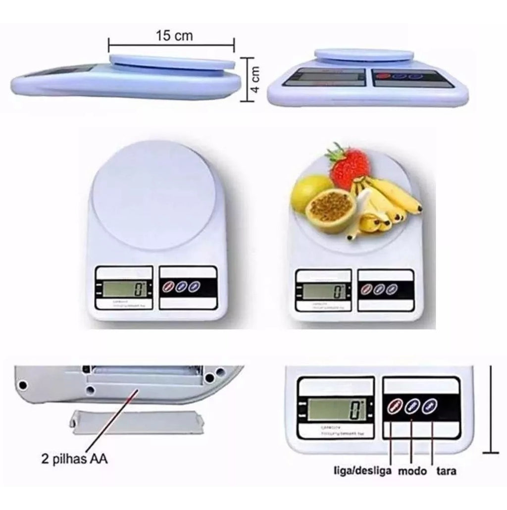 Balanza Digital De Cocina Sq Sf-400 Capacidad 10kg Con Función Tara Blanco 10 Kg