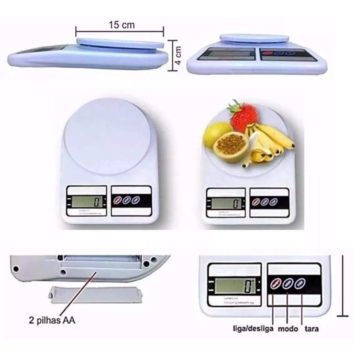 Balanza Digital De Cocina Sq Sf-400 Capacidad 10kg Con Función Tara Blanco 10 Kg