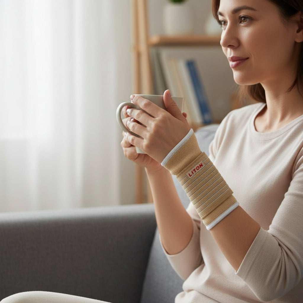 Par Venda Muñequera Elastica Ajustable Con Velcro Muñeca