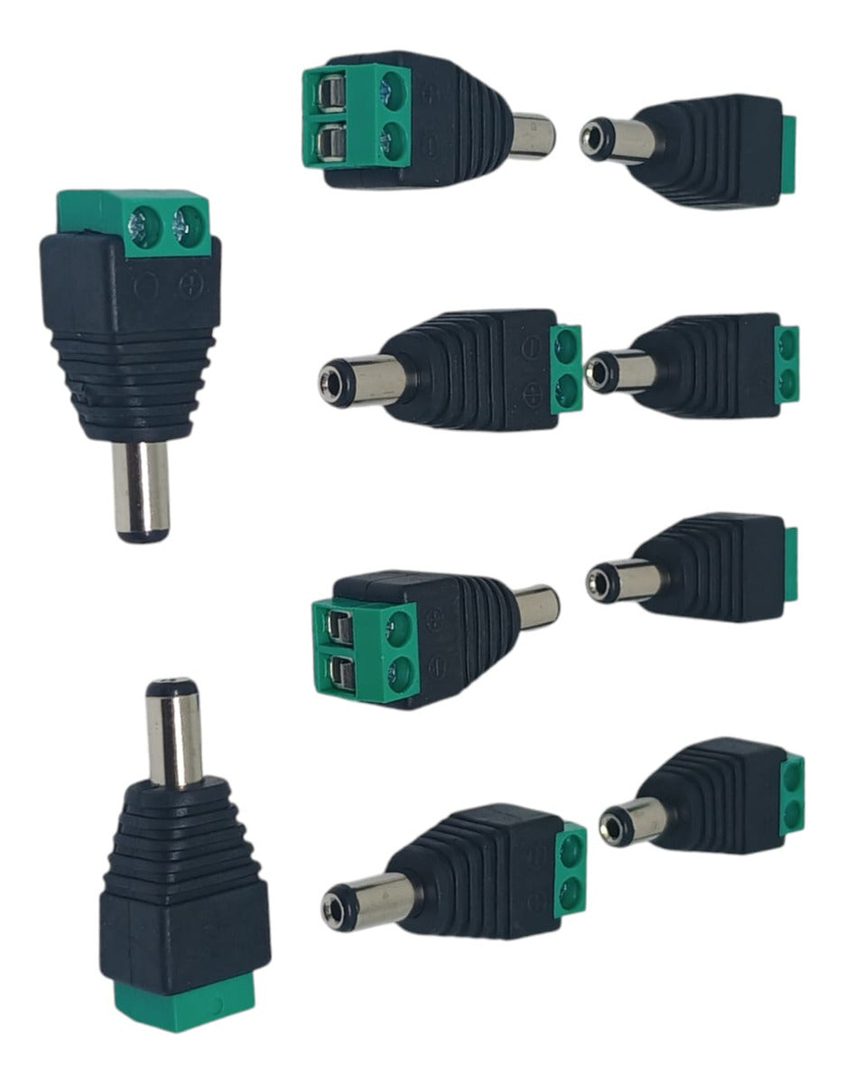 Pack Conector Macho De Poder Dc Cámaras 10 Unidades