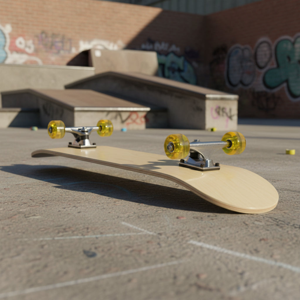 Tabla De Skate Madera Natural 7 Capas Rueda Amarilla