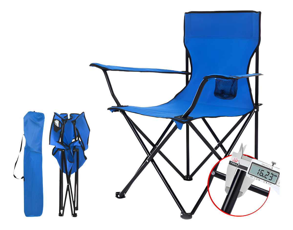 Silla Plegable Camping Playa Picnic Con Porta Vasos Color Azul