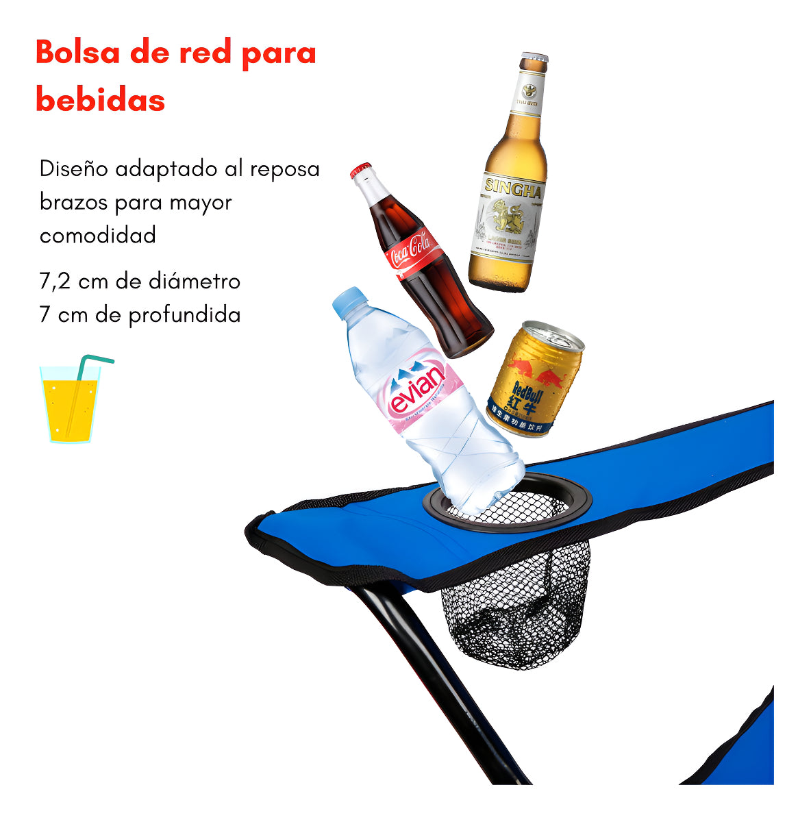 Silla Plegable Camping Playa Picnic Con Porta Vasos Color Azul