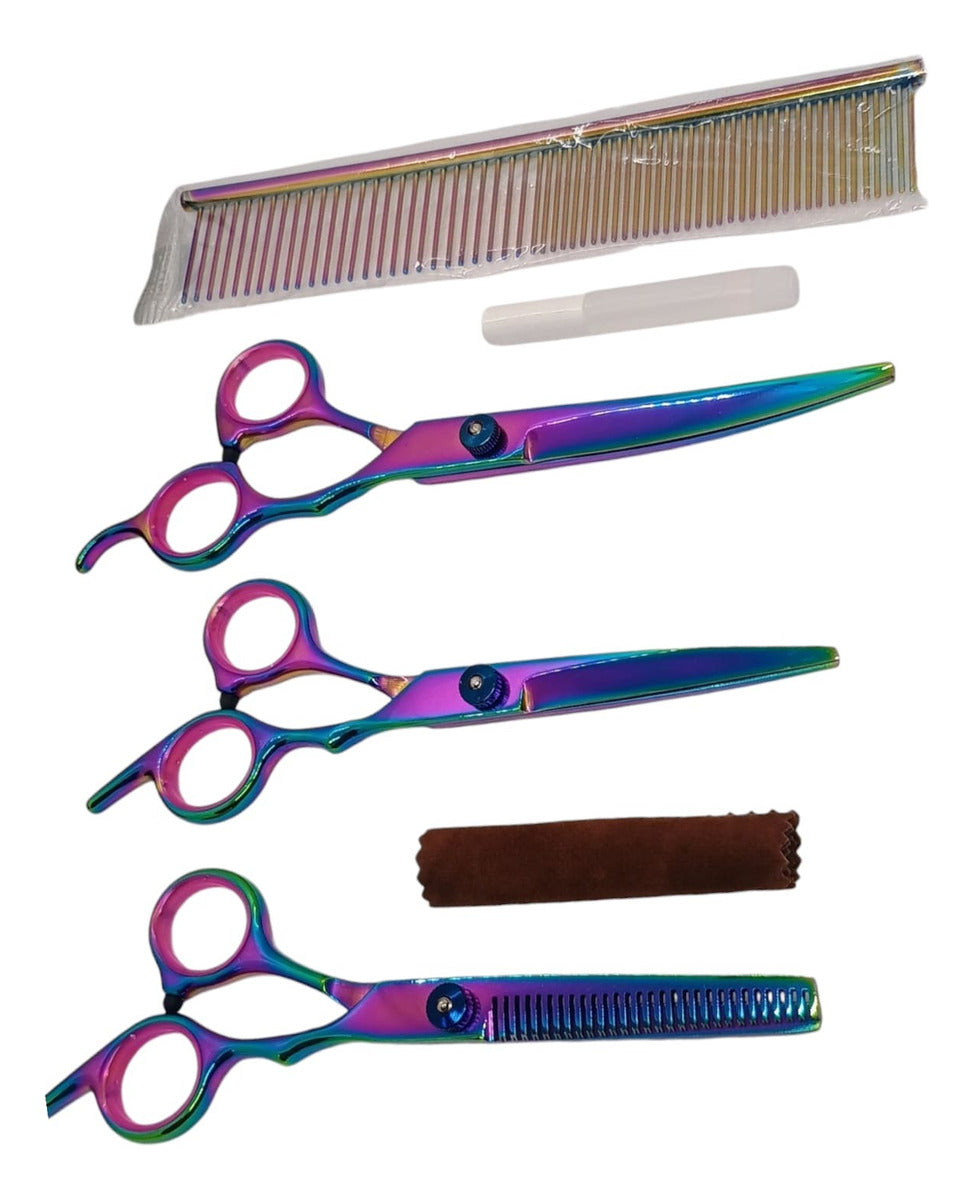 Set Tijeras Profesional Acero Inoxidable Corte De Pelo