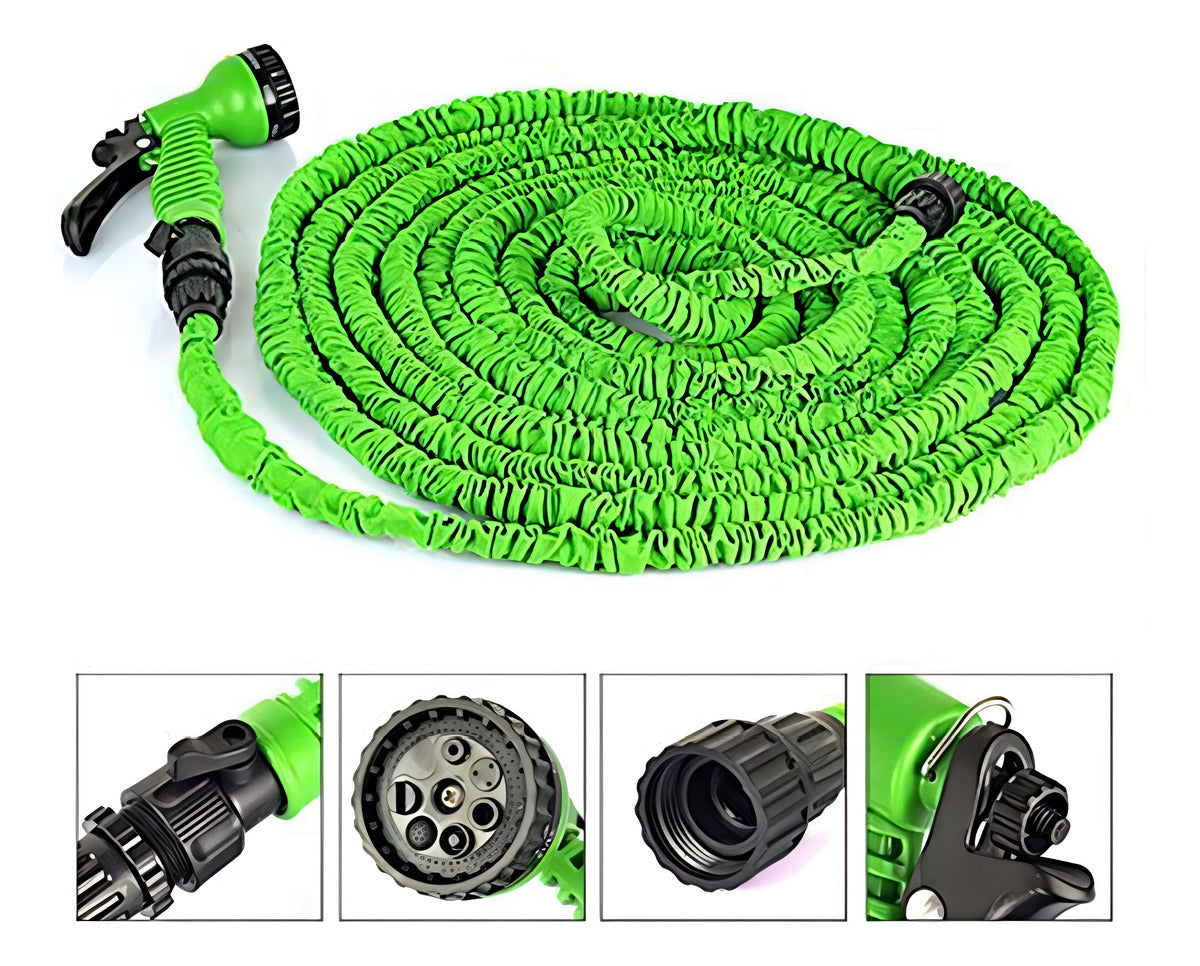 Manguera Retráctil Expandible Jardín Magic Hose 30 Metros Color Verde Lima