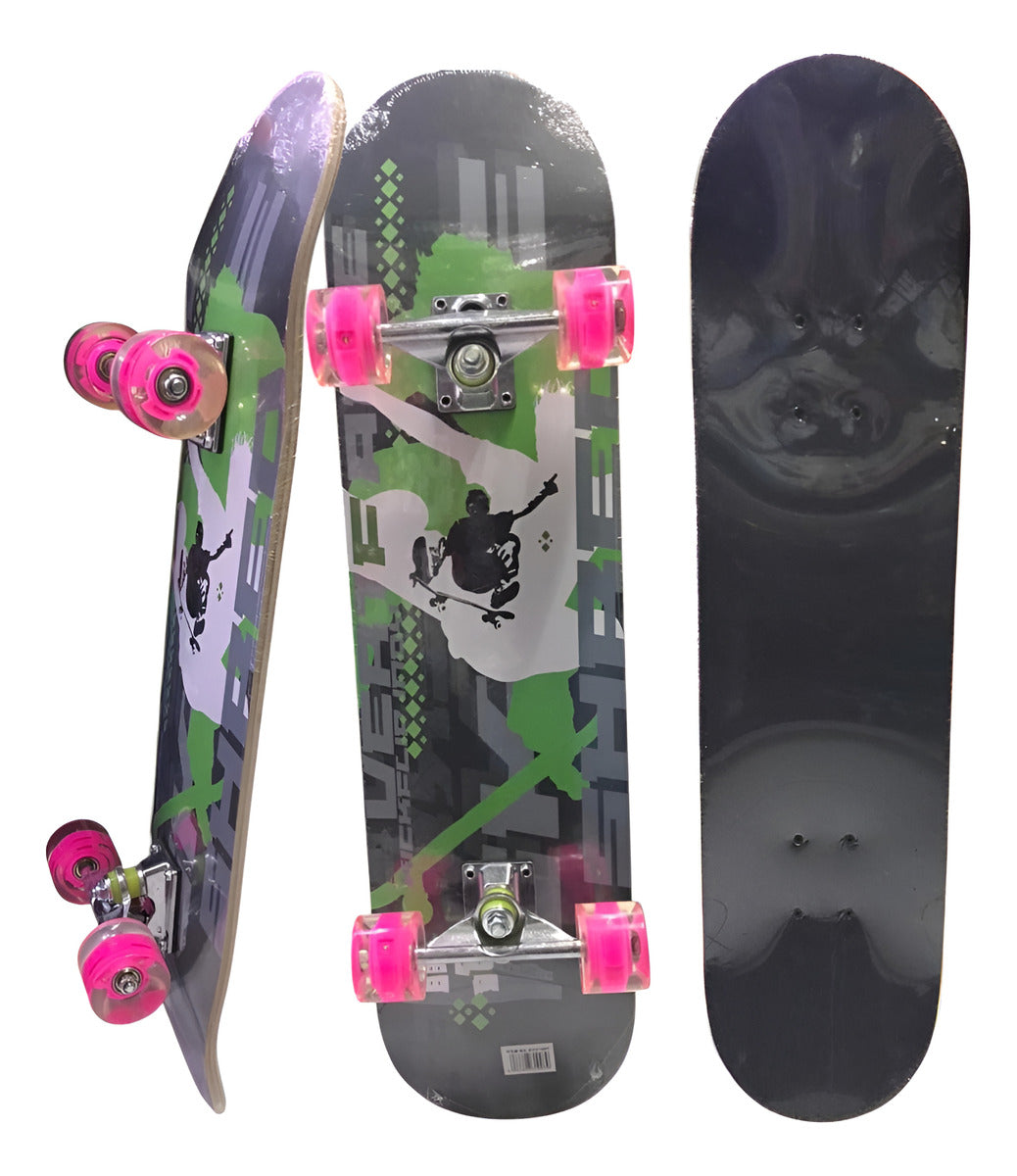 Tabla De Skate Completa 7 Capas Luz Led