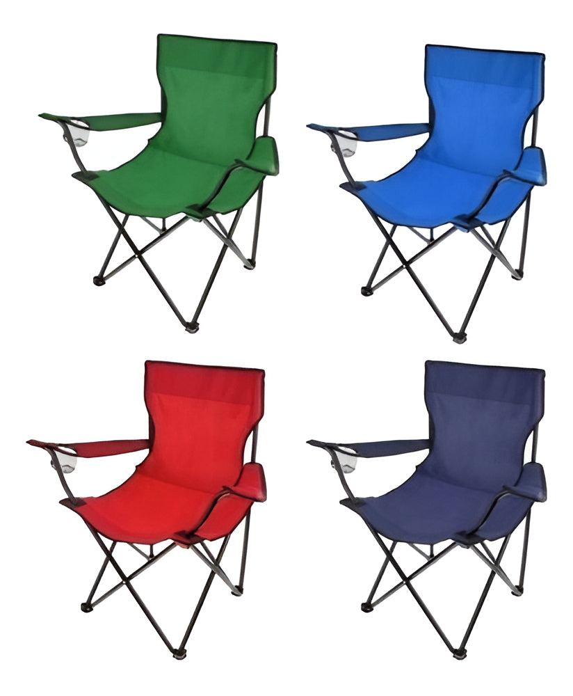 Silla Plegable Camping Playa Picnic Con Porta Vasos Color Azul