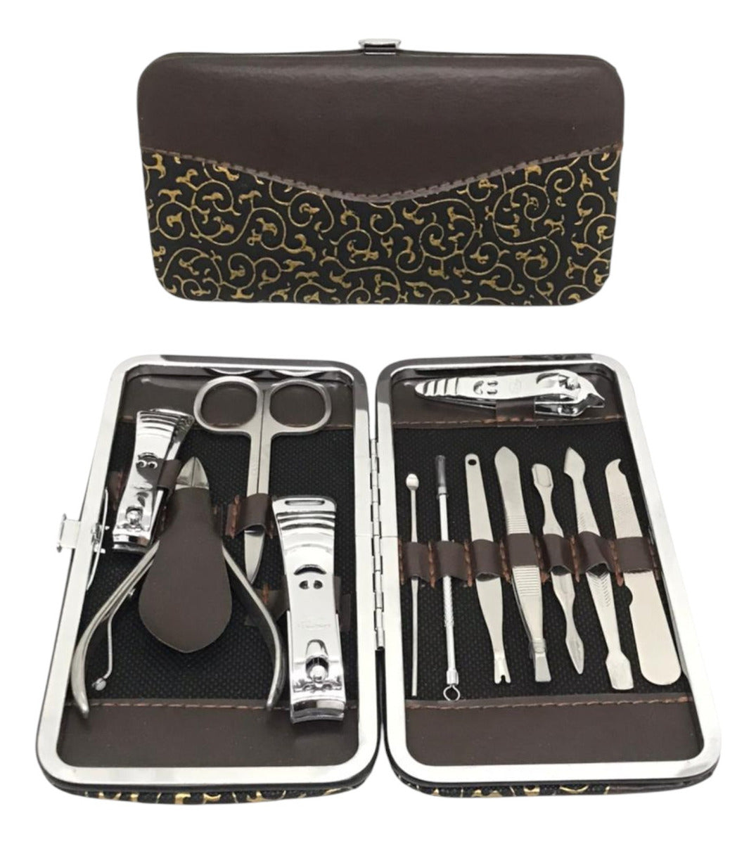 Set Manicure Pedicure Acero Inoxidable Con Estuche 12 Piezas