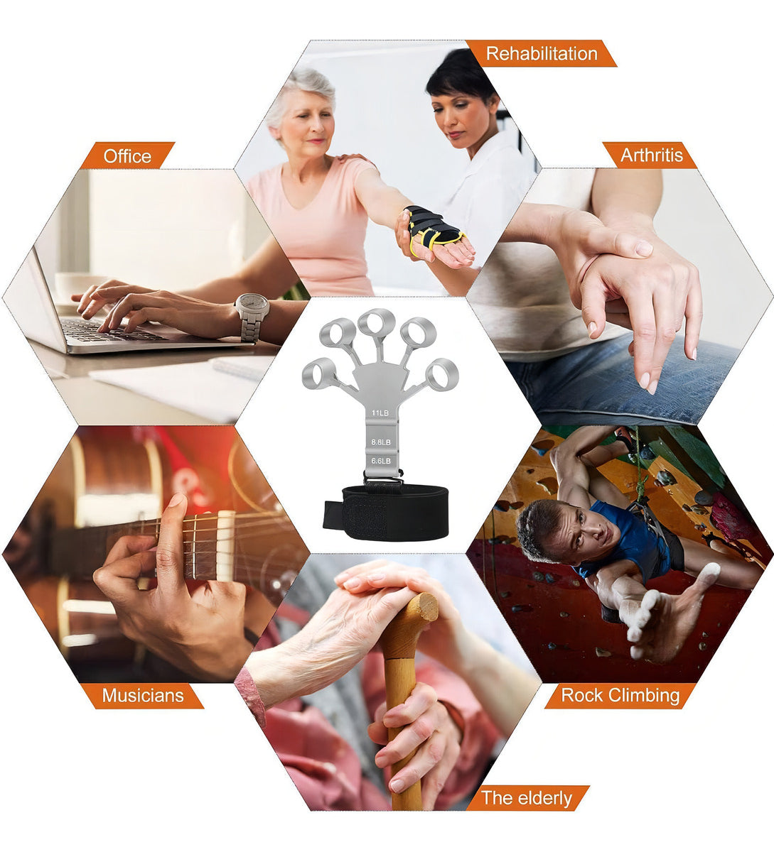 Ejercitador De Dedos Mano Fortalecedor Hand Grip Regulable Color Gris