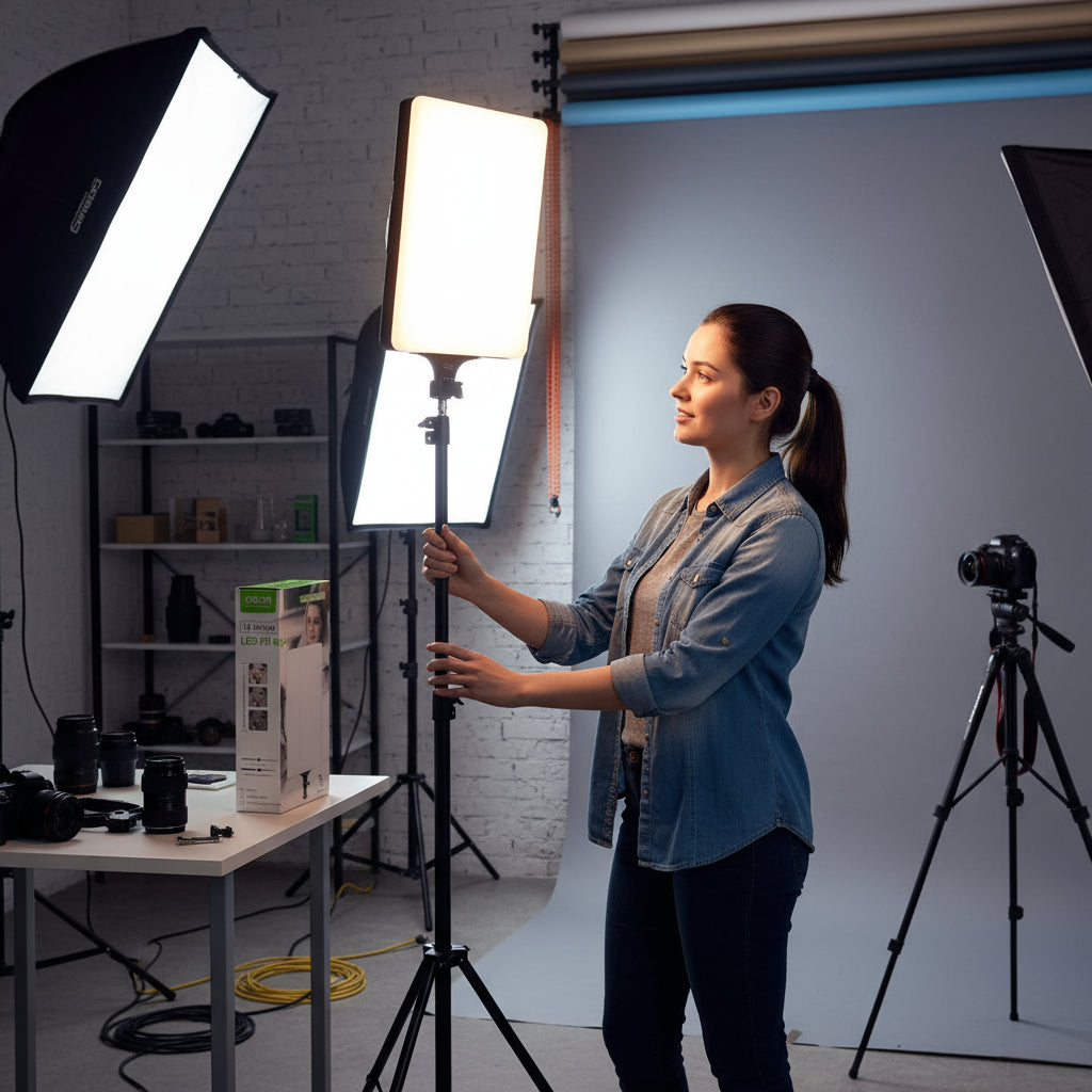Lámpara Fotográfica Panel Iluminación Tripode Luz Led