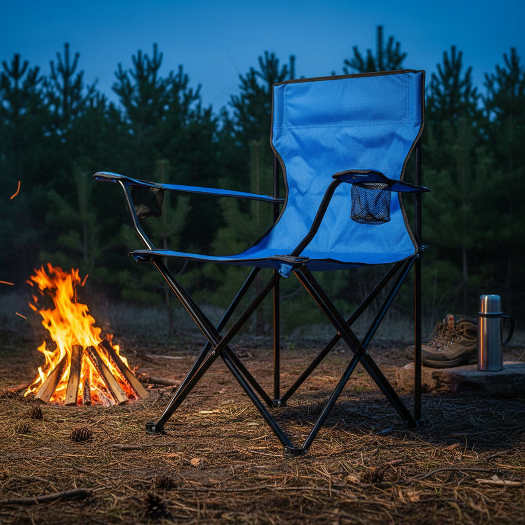 Silla Plegable Playa Picnic Con Porta Vasos Color Azul