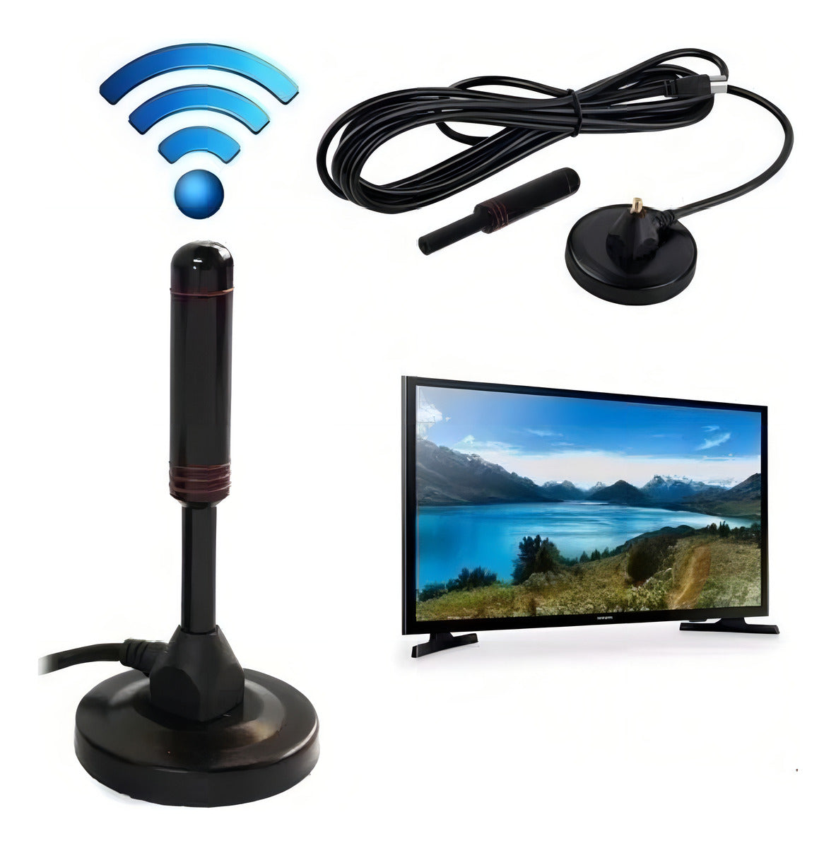 Antena Digital Hdtv Interna/ Externa Base Magnetica Cable 5m