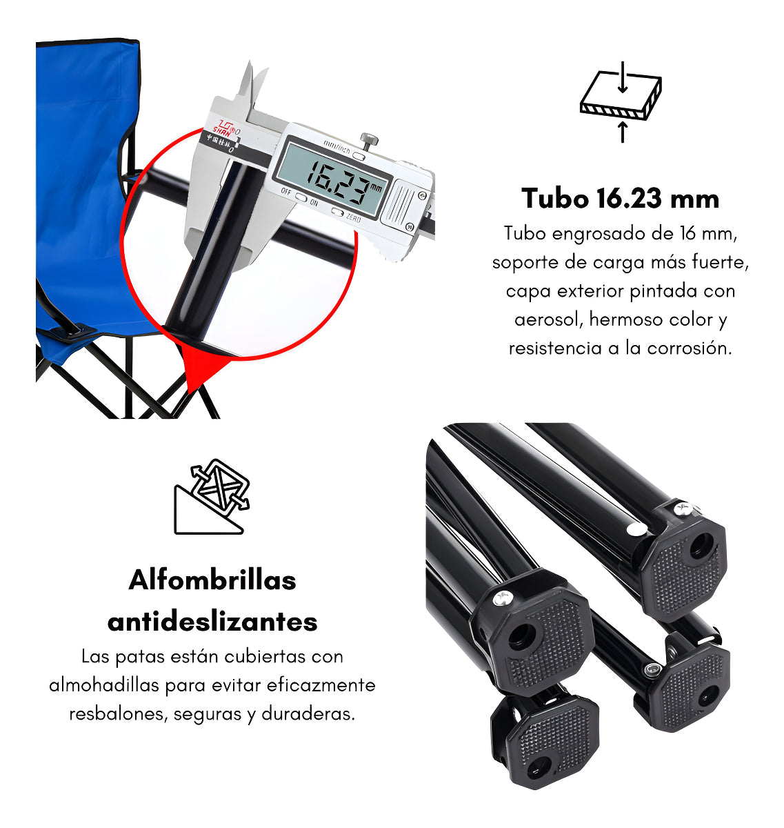 Silla Plegable Camping Playa Picnic Con Porta Vasos Color Azul