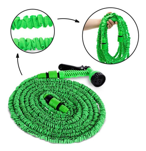 Manguera Retráctil Expandible Jardín Magic Hose 30 Metros Color Verde Lima