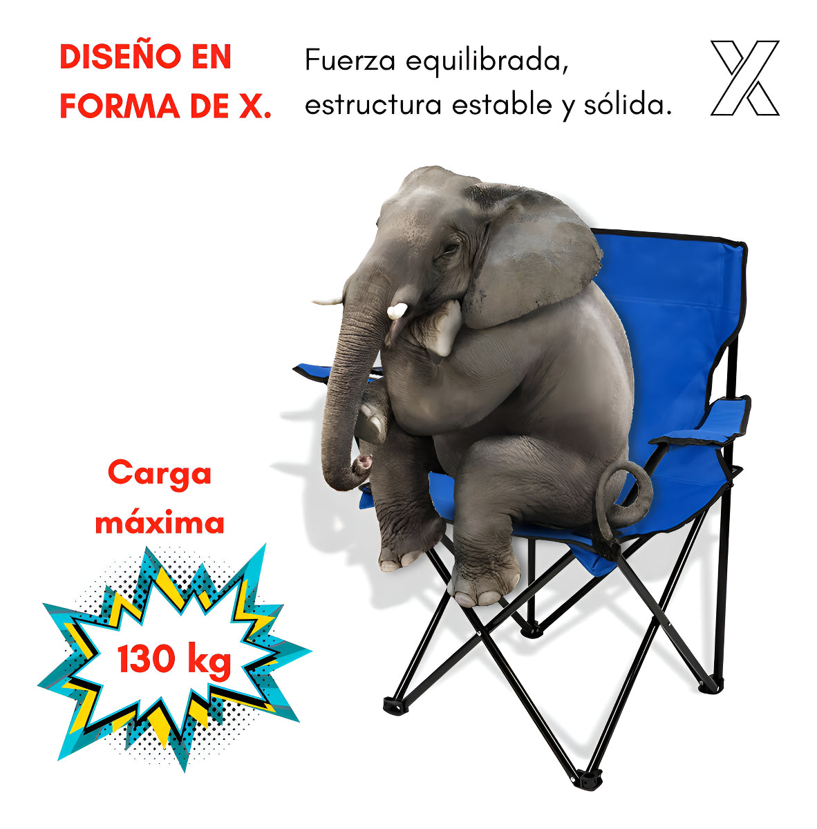 Silla Plegable Camping Playa Picnic Con Porta Vasos Color Azul