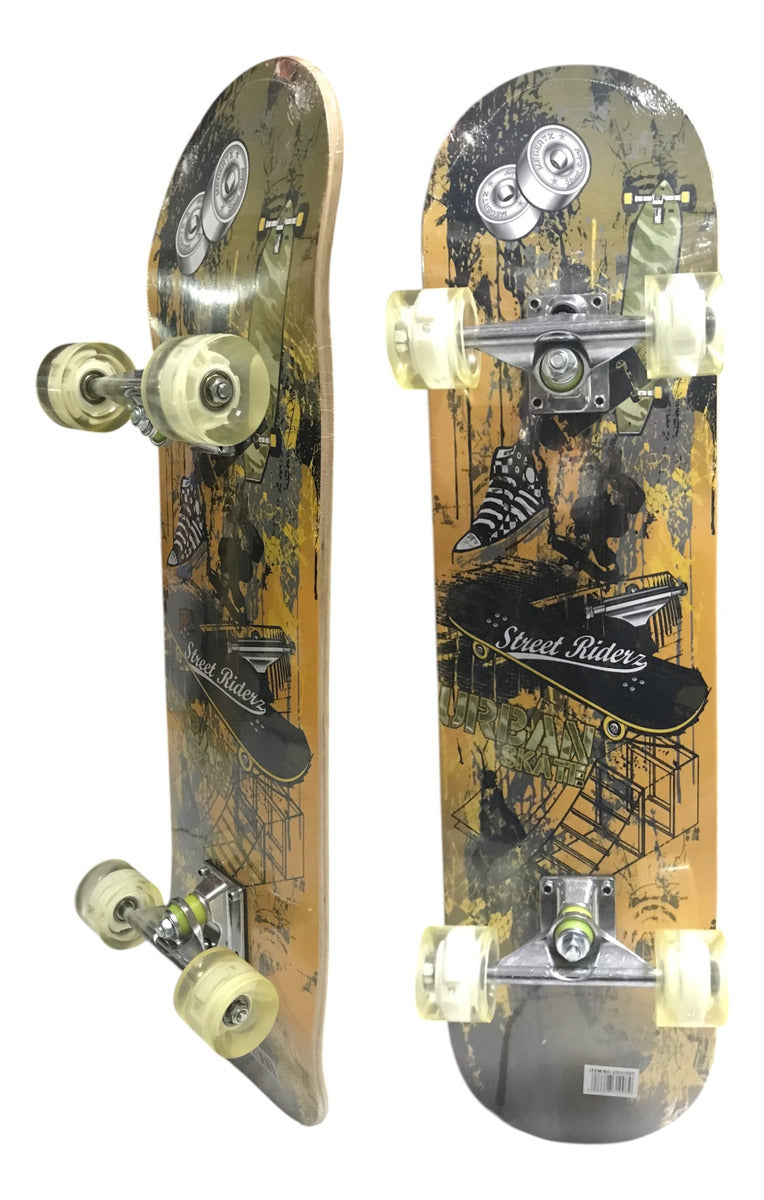 Tabla De Skate Completa 7 Capas Luz Led