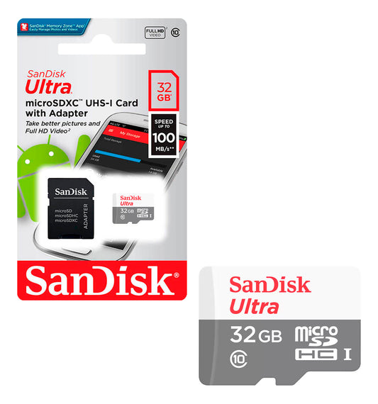 Tarjeta De Memoria Microsd 32gb Sandisk 100mb/s Adaptador