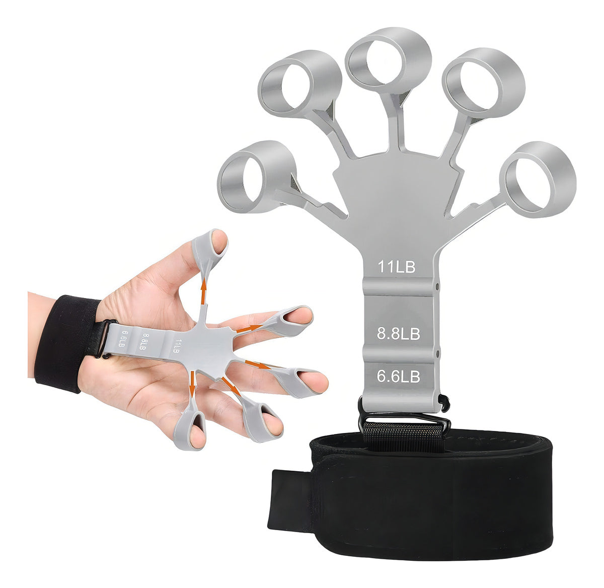 Ejercitador De Dedos Mano Fortalecedor Hand Grip Regulable Color Gris