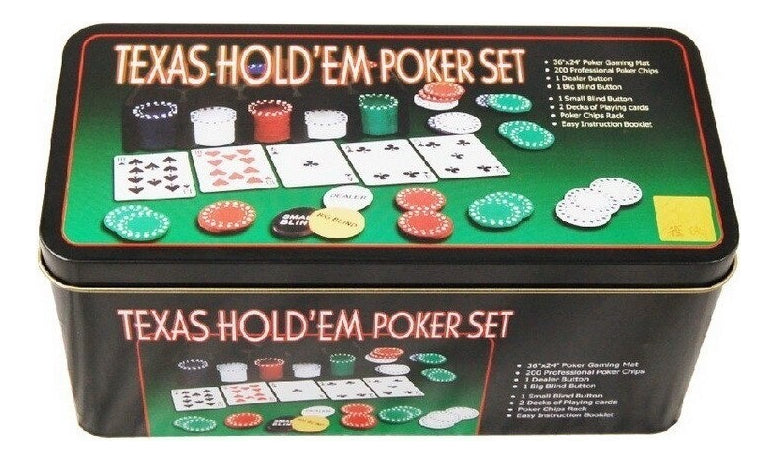 Set De Poker Texas Holdem 200 Fichas Profesional Set Caja