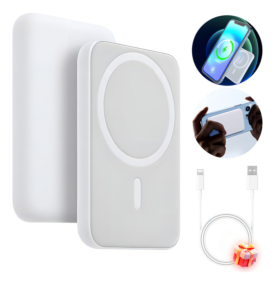 Cargador Magnetico Battery Pack Portatil Compatible Con iPhone Hysmart Hy0003 Blanco