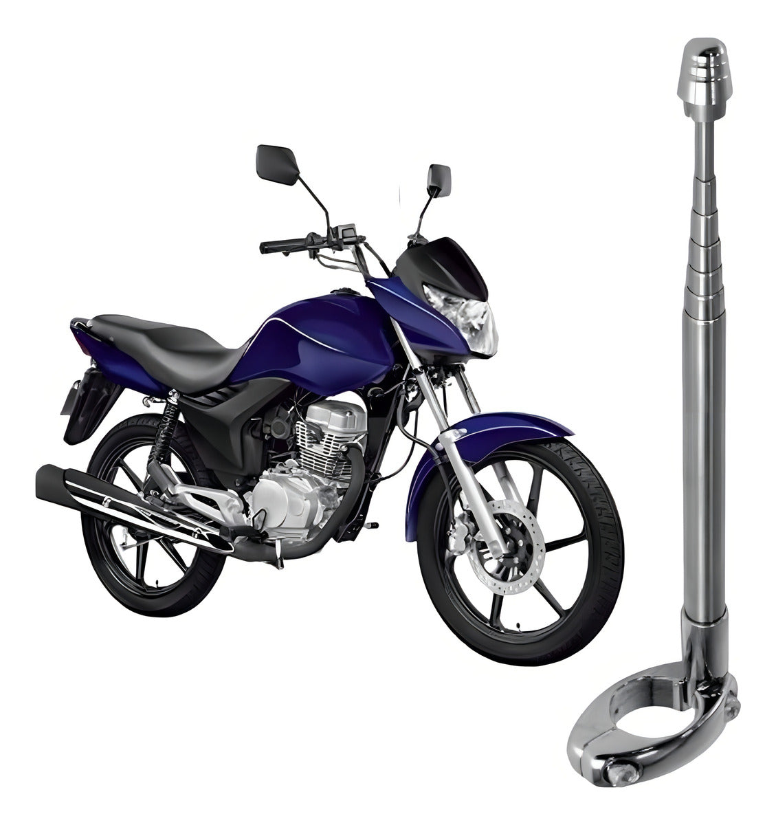 Antena Seguridad Motos Pro Biker Acero Inoxidable Corta Hilos Gris