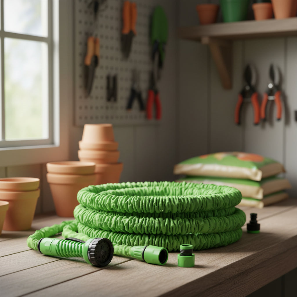 Manguera Retráctil Expandible Jardín 30 Mts Color Verde