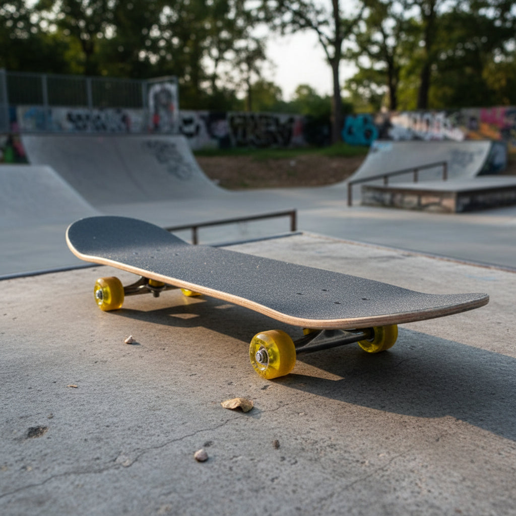 Tabla De Skate Madera Natural 7 Capas Rueda Amarilla