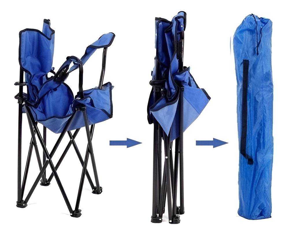 Silla Plegable Camping Playa Picnic Con Porta Vasos Color Azul
