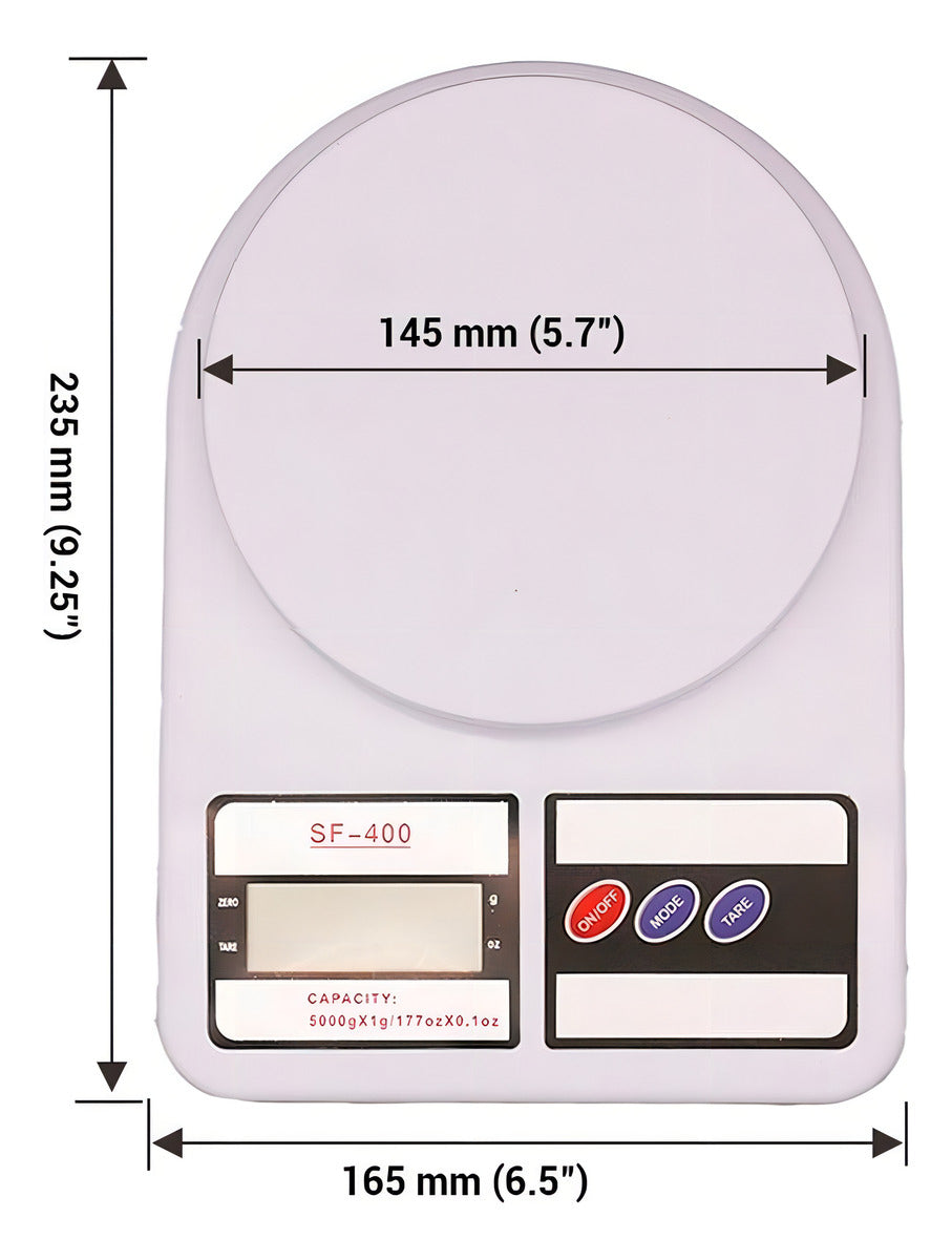 Balanza Digital De Cocina Sq Sf-400 Capacidad 10kg Con Función Tara Blanco 10 Kg