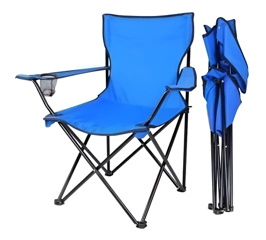 Silla Plegable Camping Playa Picnic Con Porta Vasos Color Azul