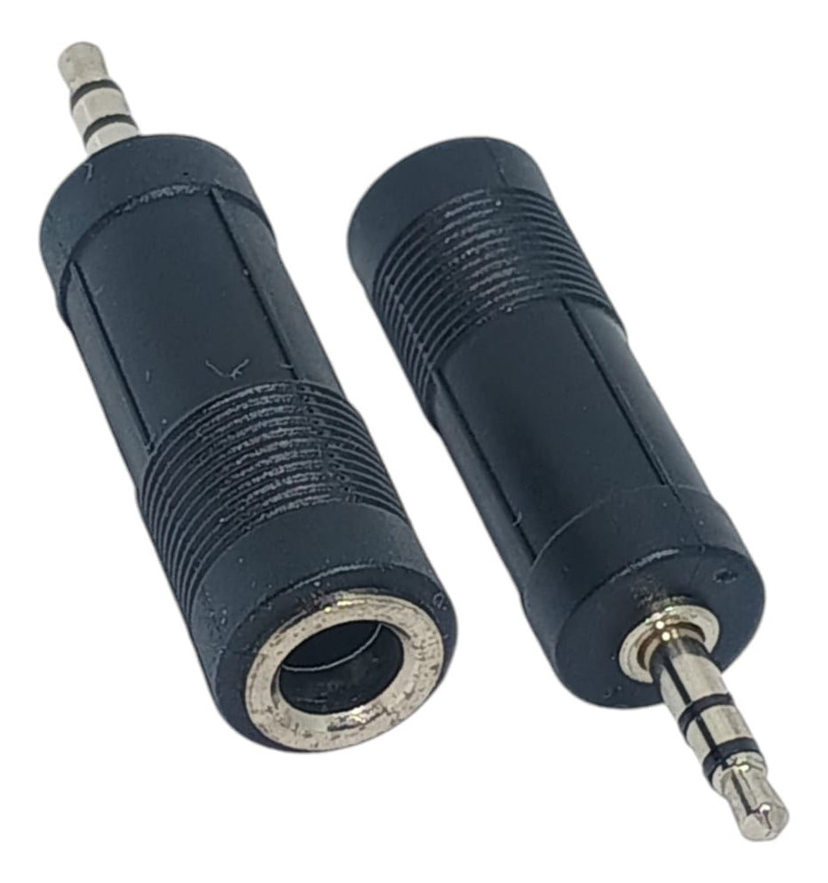 X2 Adaptador Audio 6.3mm Hembra A Plug 3.5mm Macho Estereo