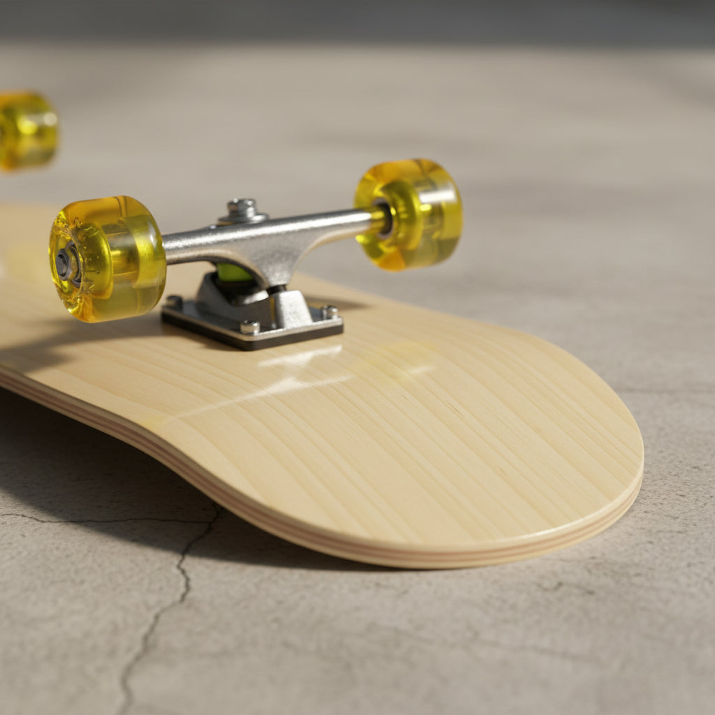Tabla De Skate Madera Natural 7 Capas Rueda Amarilla