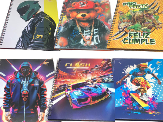 Pack 6 Cuadernos College 100 Hjs Variados Tapa Brillante 7mm