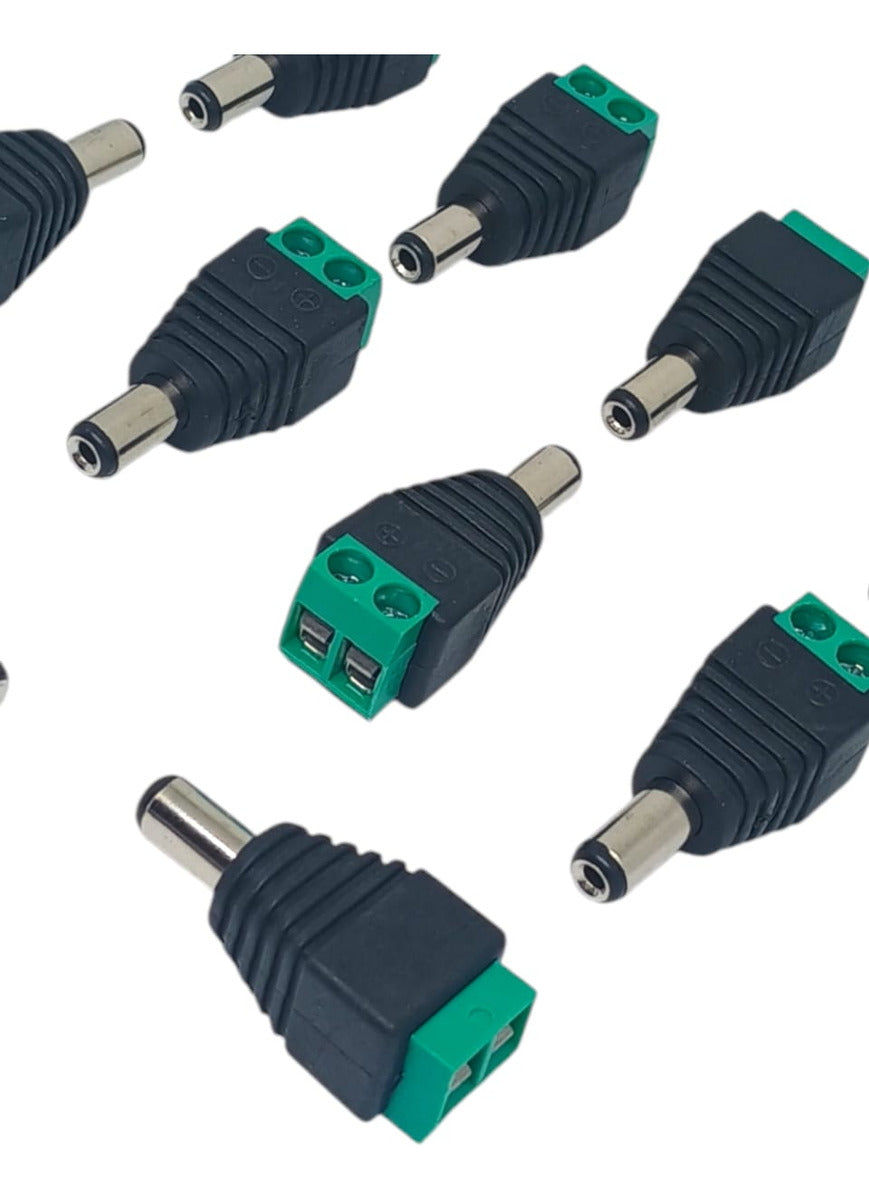 Pack Conector Macho De Poder Dc Cámaras 10 Unidades