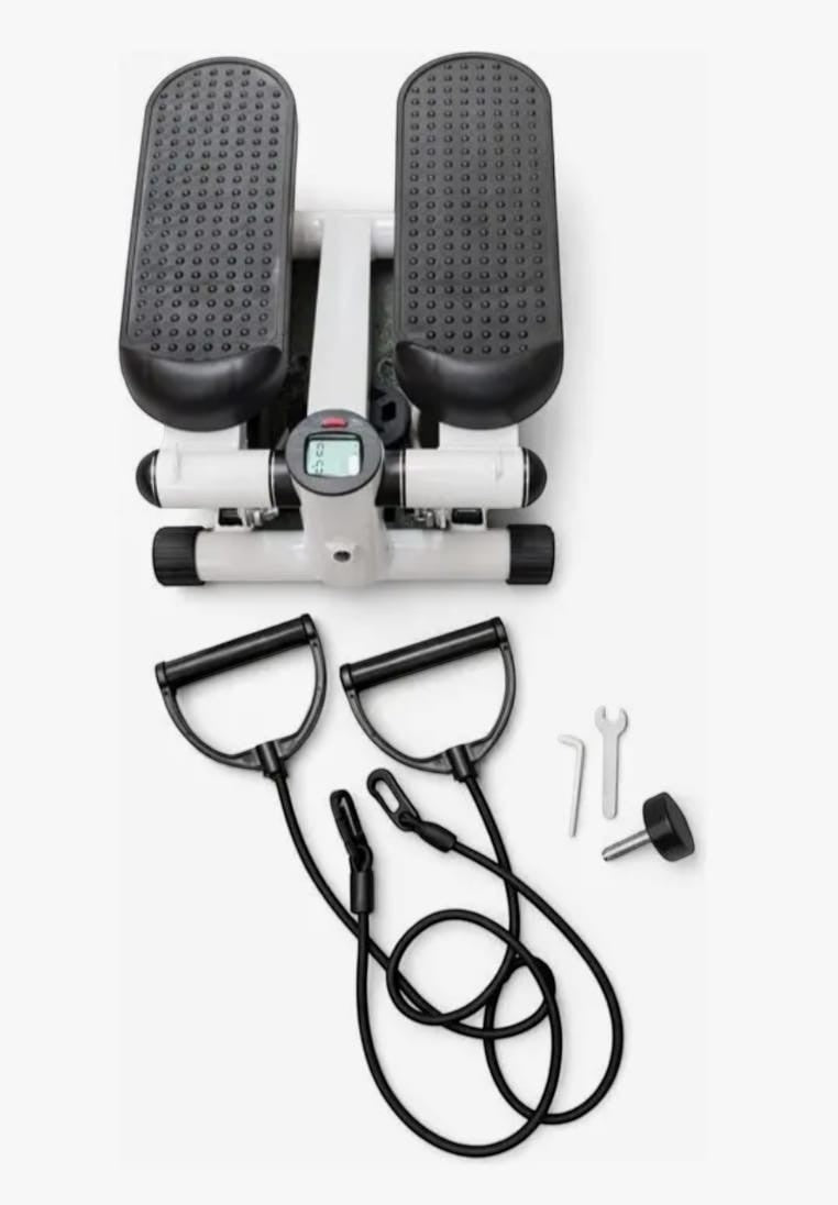 Entrena en casa con la Máquina Escaladora Mini Stepper con bandas de resistencia y pantalla LCD. Cardio, tonificación y ejercicio completo.