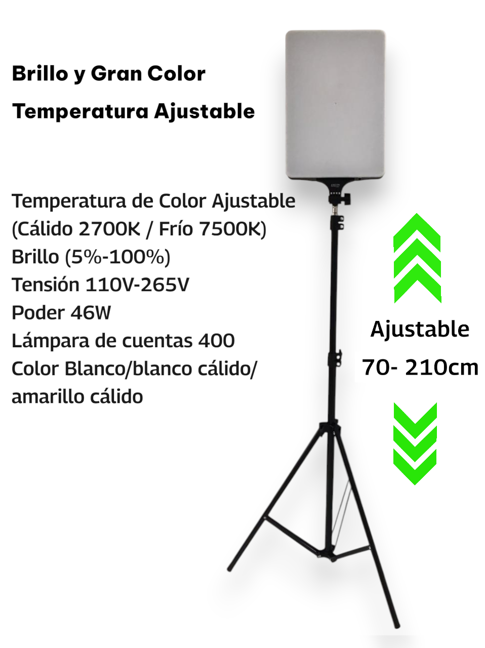 Lámpara Fotográfica Panel Iluminación Tripode Luz Led