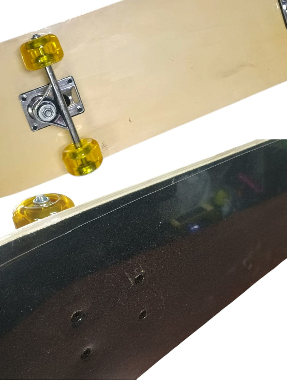 Tabla De Skate Madera Natural 7 Capas Rueda Amarilla