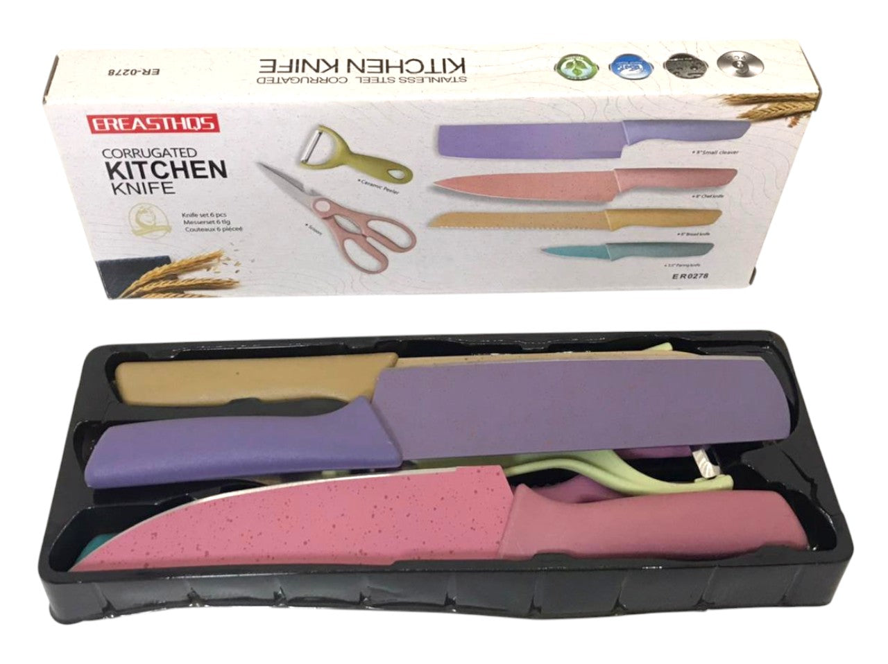 Set De Cuchillos Juego X6 Piezas Colores Pastel Cocina