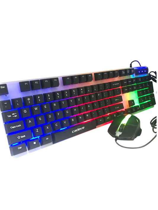 Teclado Mouse Luminoso Con Cable USB 9122