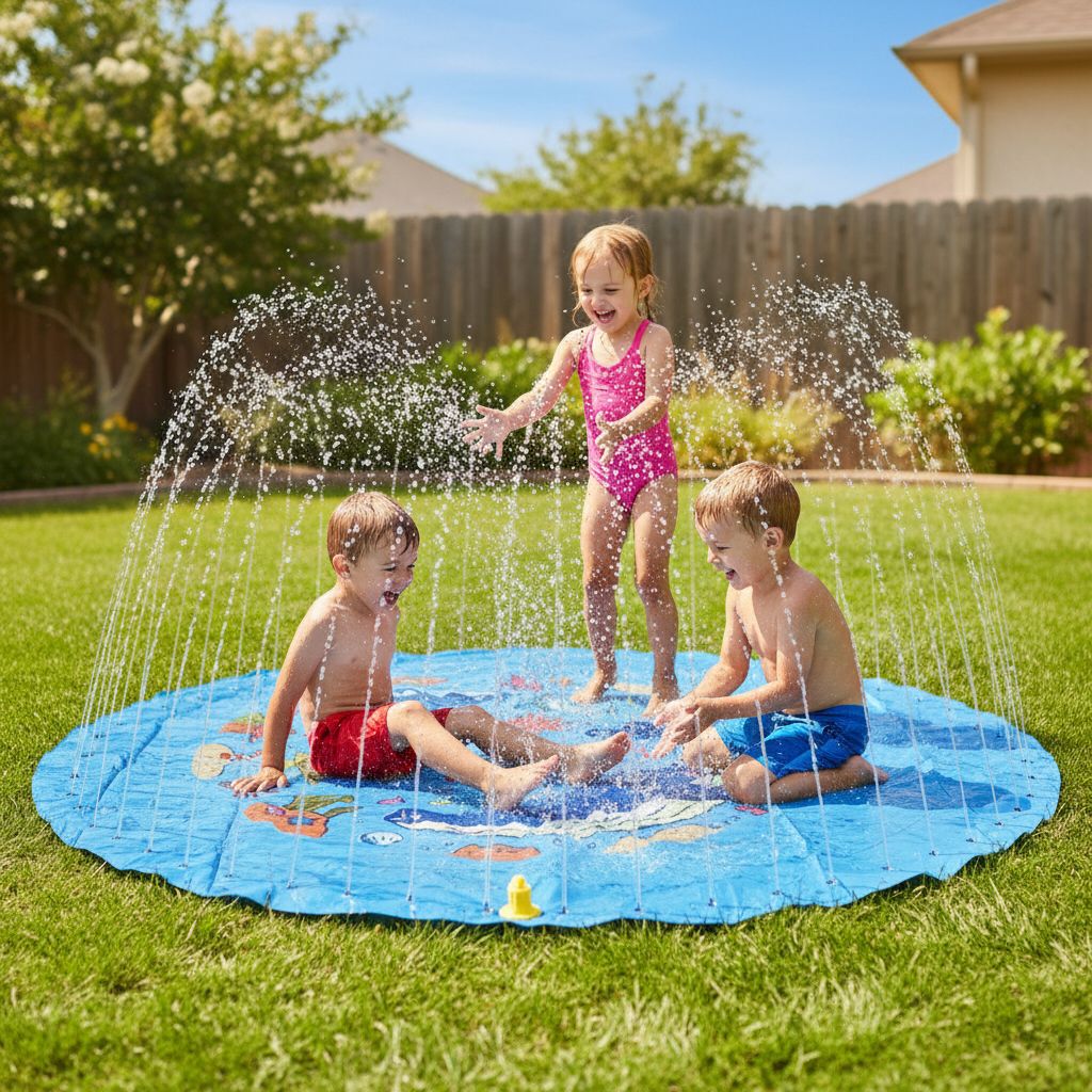 Piscina Fuente Infantil 120cm Tipo Splash Agua Exterior Delfin