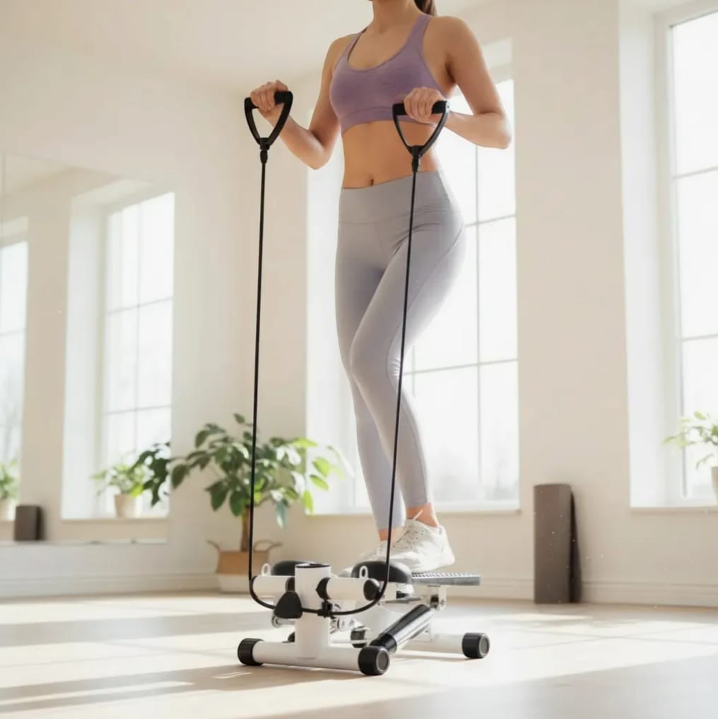 Máquina Escaladora Mini Stepper con Bandas de Resistencia y Pantalla LCD | Fitness en Casa