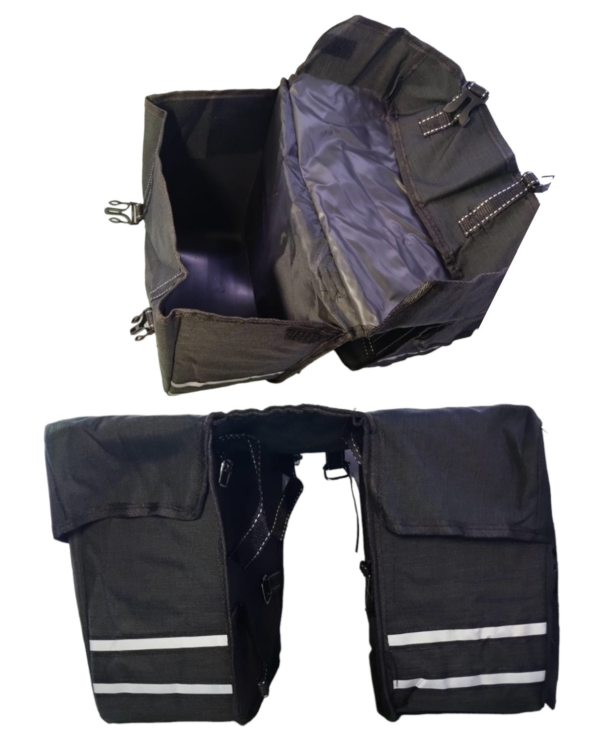 Bolso Alforjas Bicicleta De Tela Con Reflectores